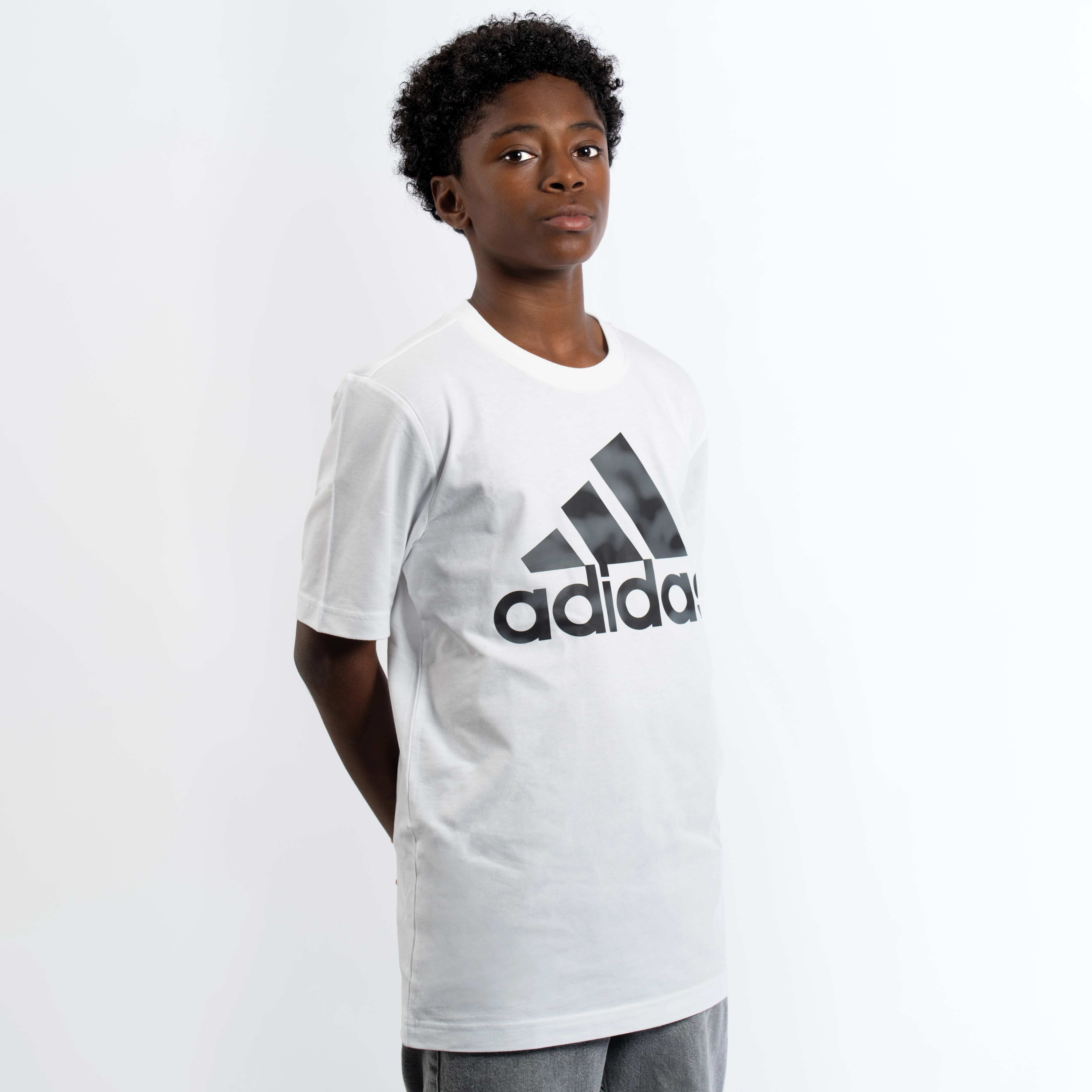 T-shirt blanc homme logo adidas noir - Image 2
