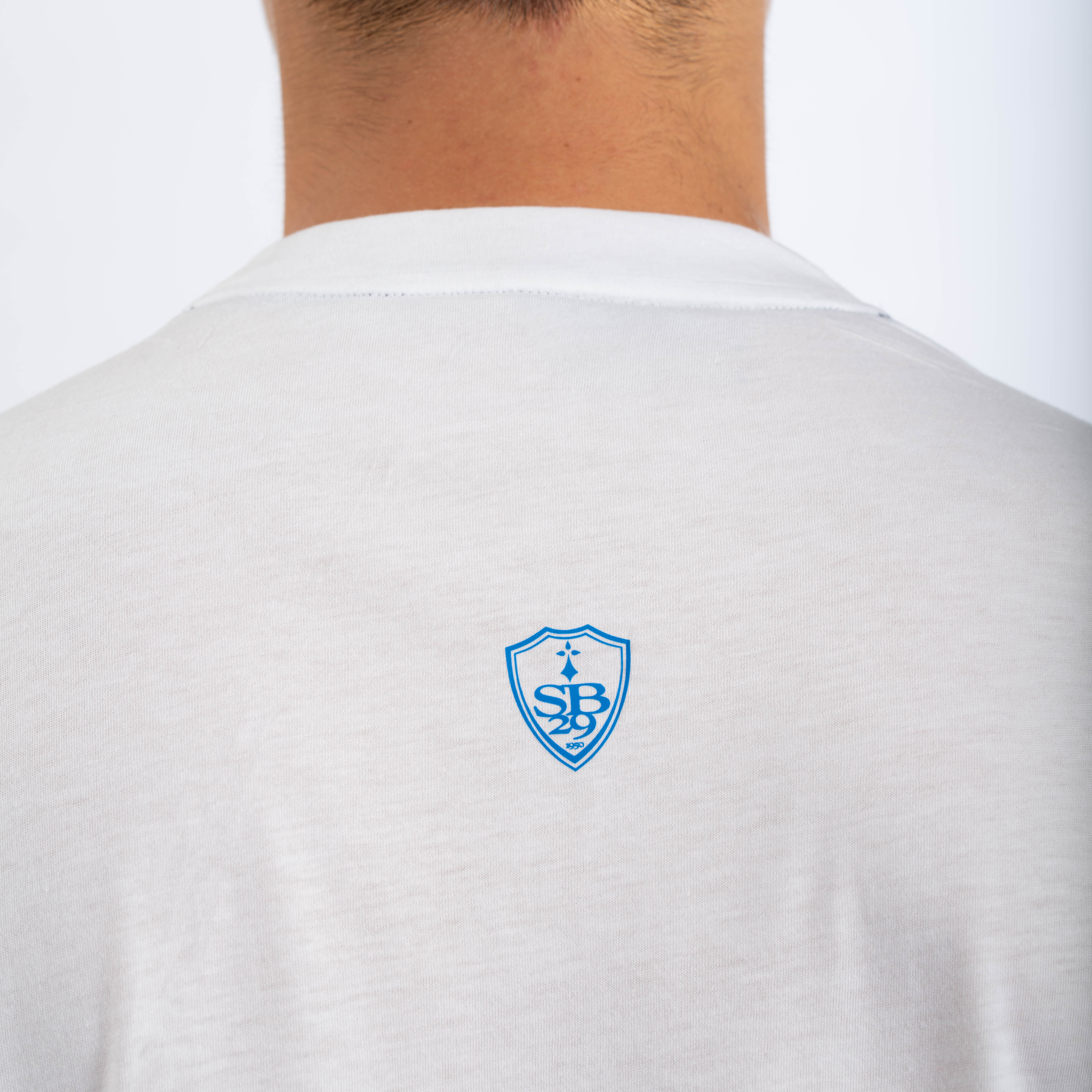T-shirt blanc homme logo bleu - Image 2