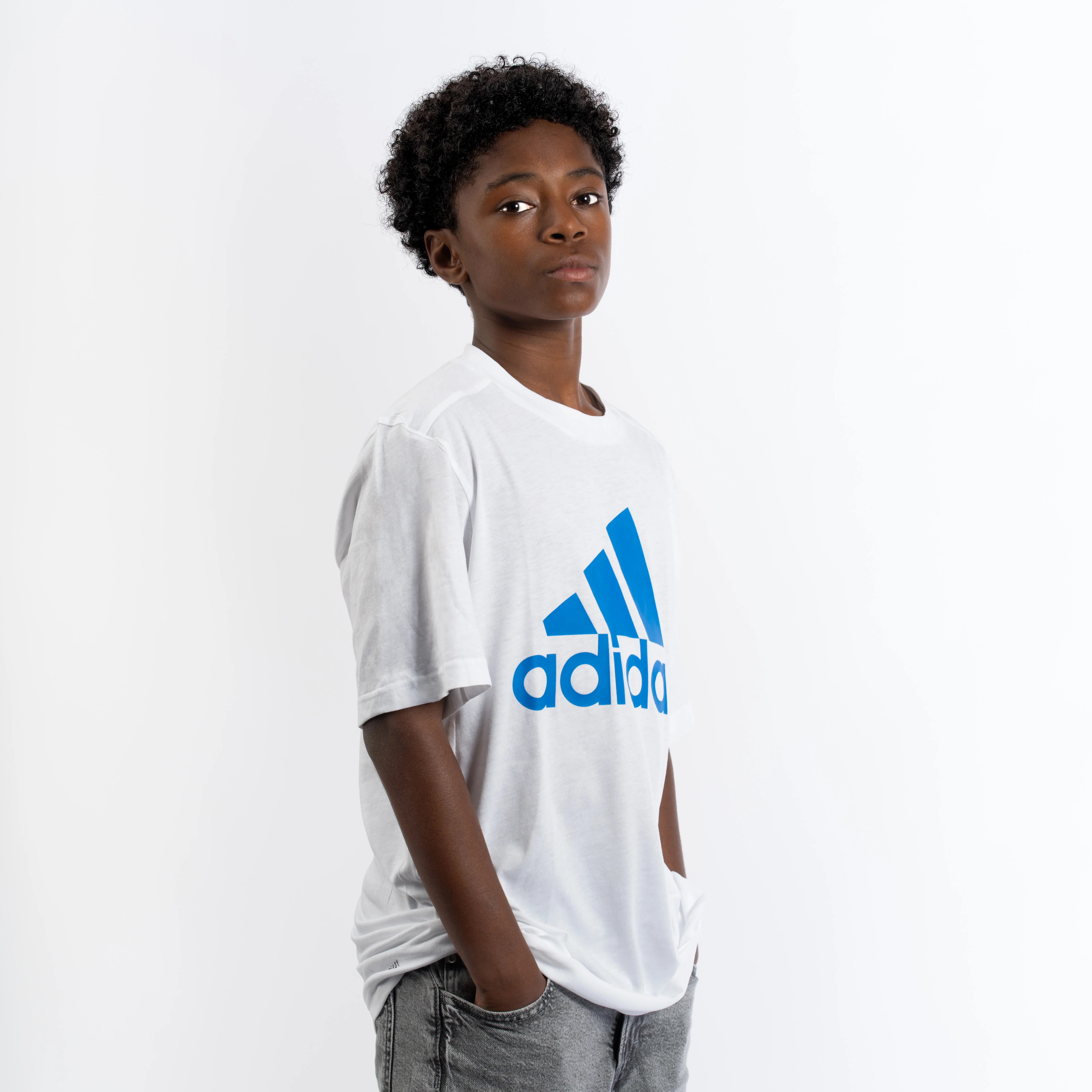 T-shirt blanc homme logo bleu - Image 3