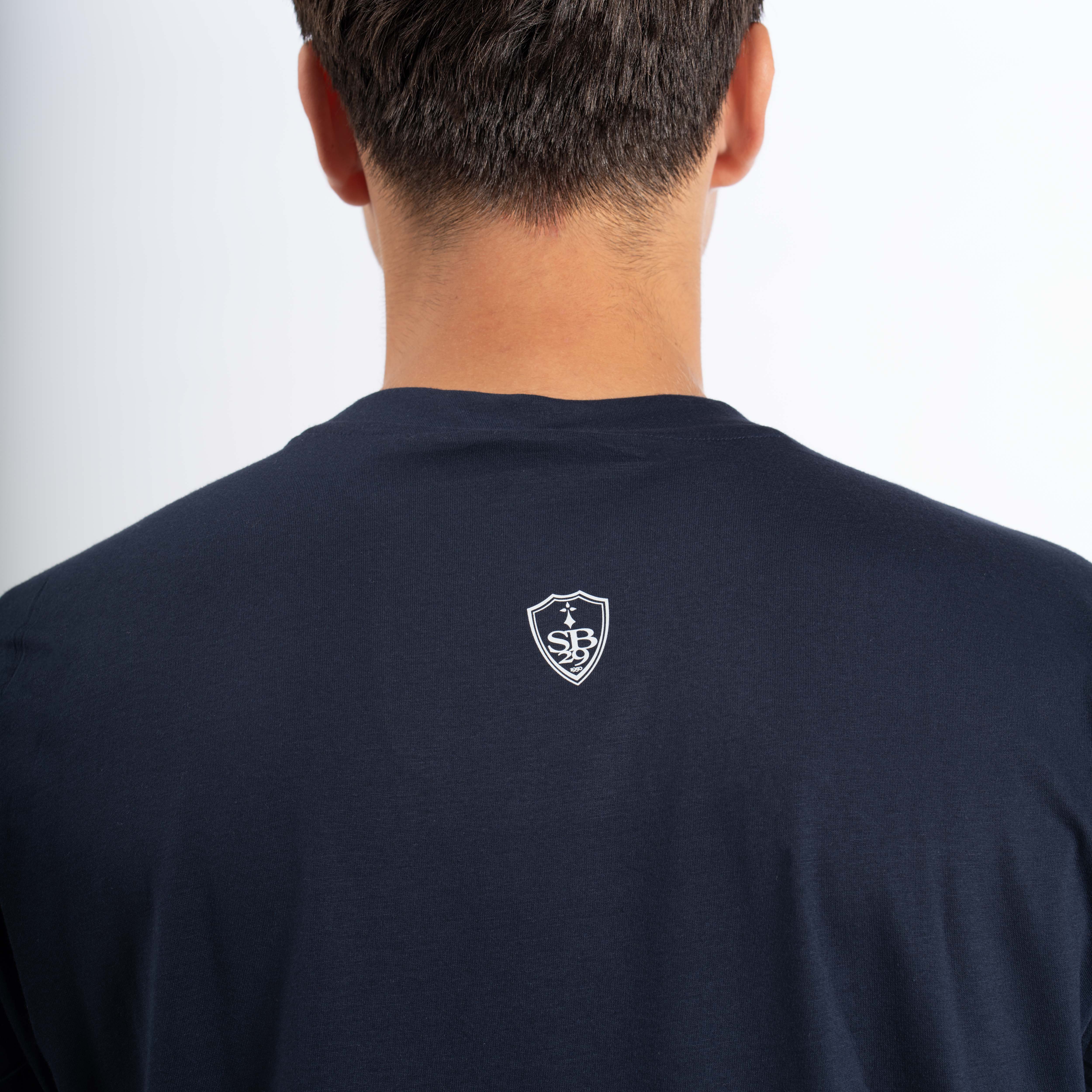 T-shirt bleu marine et blanc homme - Image 2